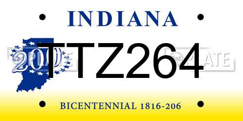 TTZ264 Indiana License Plate
