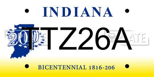 TTZ26A Indiana License Plate