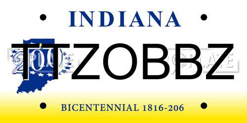 TTZOBBZ Indiana License Plate