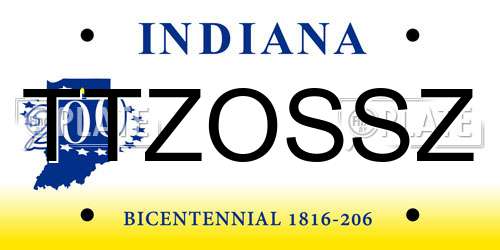 TTZOSSZ Indiana License Plate