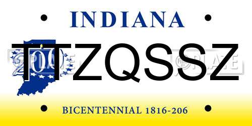 TTZQSSZ Indiana License Plate