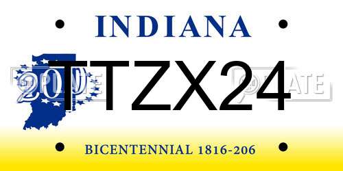 TTZX24 Indiana License Plate
