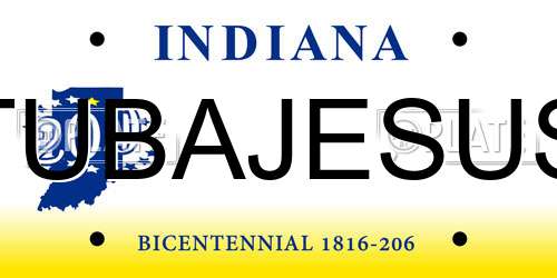 TUBAJESUS Indiana License Plate