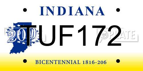 TUF172 Indiana License Plate