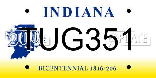 TUG351 Indiana License Plate