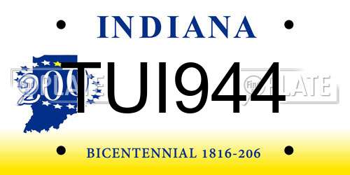 TUI944 Indiana License Plate