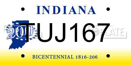 TUJ167 Indiana License Plate