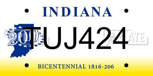 TUJ424 Indiana License Plate
