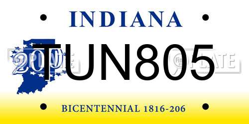 TUN805 Indiana License Plate