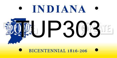 TUP303 Indiana License Plate