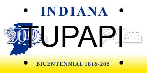 TUPAPI Indiana License Plate