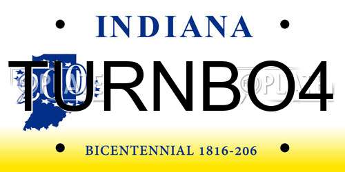 TURNBO4 Indiana License Plate
