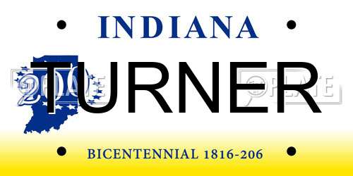 TURNER Indiana License Plate