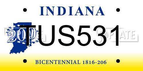 TUS531 Indiana License Plate