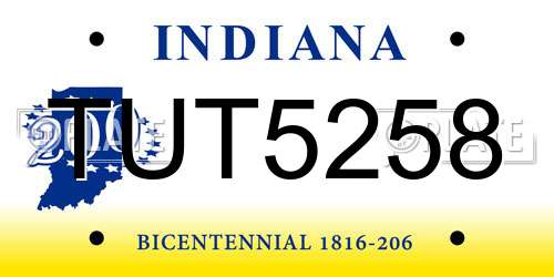 TUT5258 Indiana License Plate
