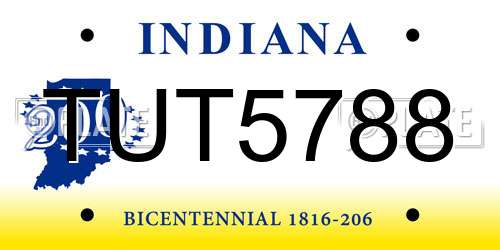 TUT5788 Indiana License Plate