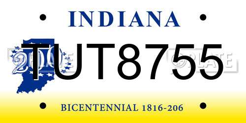 TUT8755 Indiana License Plate