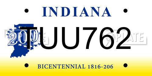 TUU762 Indiana License Plate