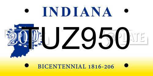 TUZ950 Indiana License Plate