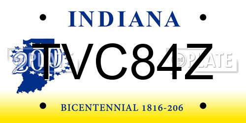 TVC84Z Indiana License Plate