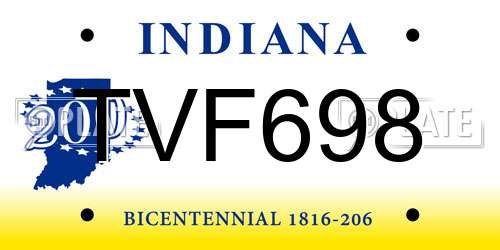 TVF698 Indiana License Plate