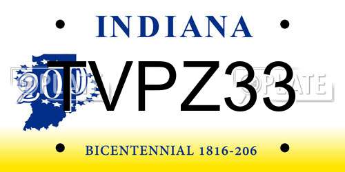 TVPZ33 Indiana License Plate