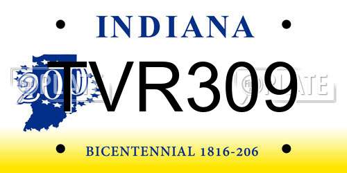 TVR309 Indiana License Plate