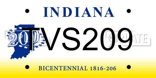 TVS209 Indiana License Plate
