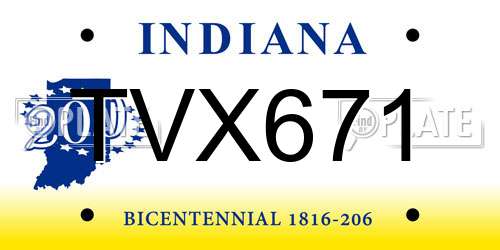TVX671 Indiana License Plate