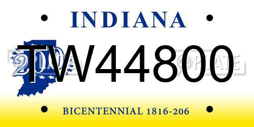 TW44800 Indiana License Plate