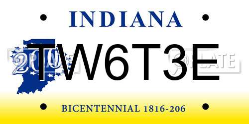 TW6T3E Indiana License Plate