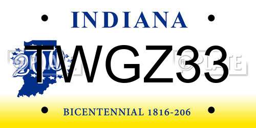 TWGZ33 Indiana License Plate