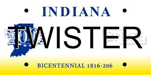 TWISTER Indiana License Plate