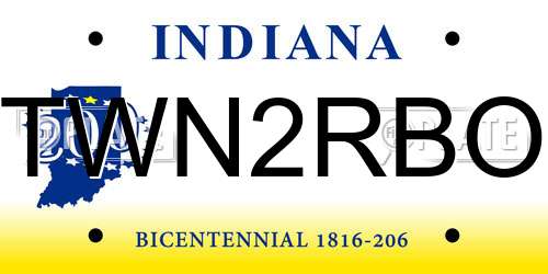 TWN2RBO Indiana License Plate