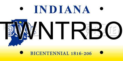 TWNTRBO Indiana License Plate