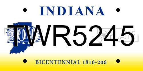TWR5245 Indiana License Plate