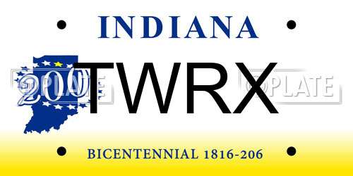 TWRX Indiana License Plate