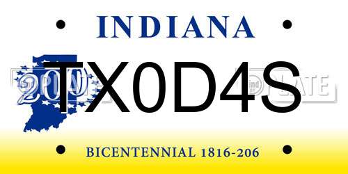 TX0D4S Indiana License Plate