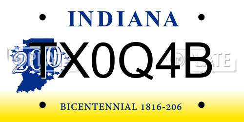 TX0Q4B Indiana License Plate