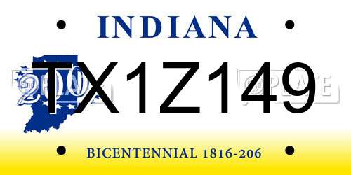 TX1Z149 Indiana License Plate