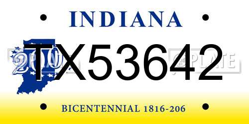 TX53642 Indiana License Plate