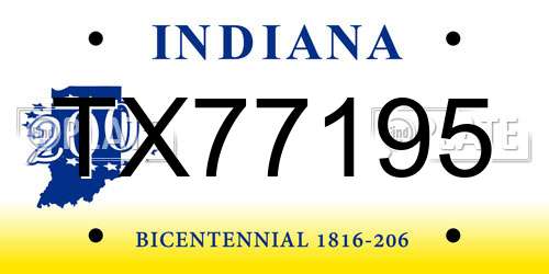 TX77195 Indiana License Plate