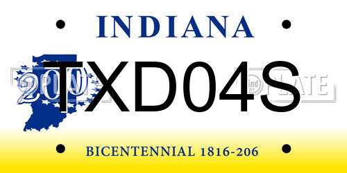 TXD04S Indiana License Plate