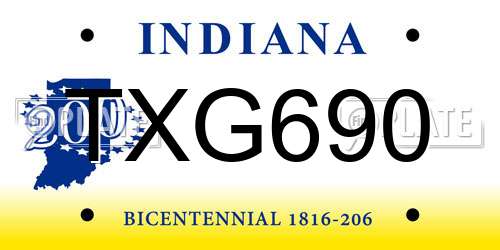 TXG690 Indiana License Plate