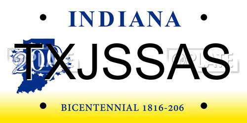 TXJSSAS Indiana License Plate