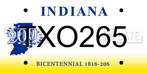 TXO265 Indiana License Plate