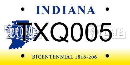 TXQ005 Indiana License Plate