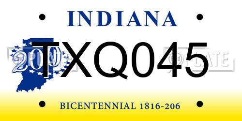 TXQ045 Indiana License Plate