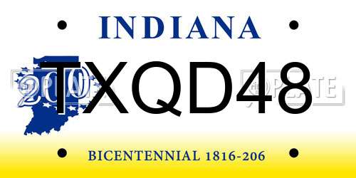 TXQD48 Indiana License Plate