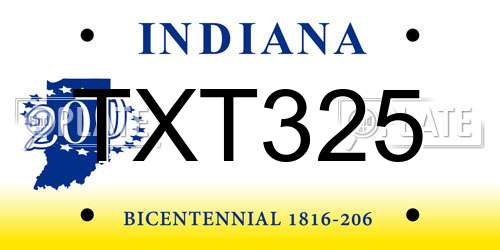 TXT325 Indiana License Plate